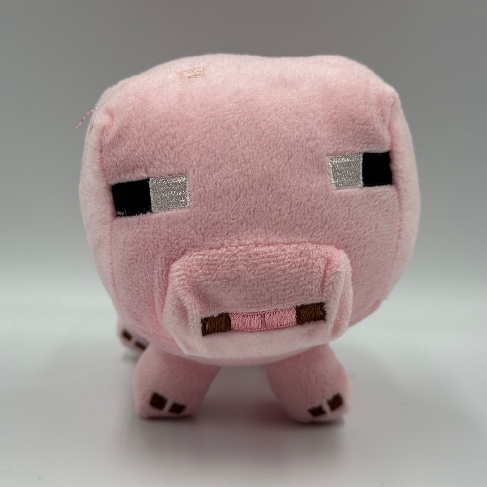 Minecraft Pig Plush Jazwares Pink Pixelated Stuffed Animal Toy 7 Inch